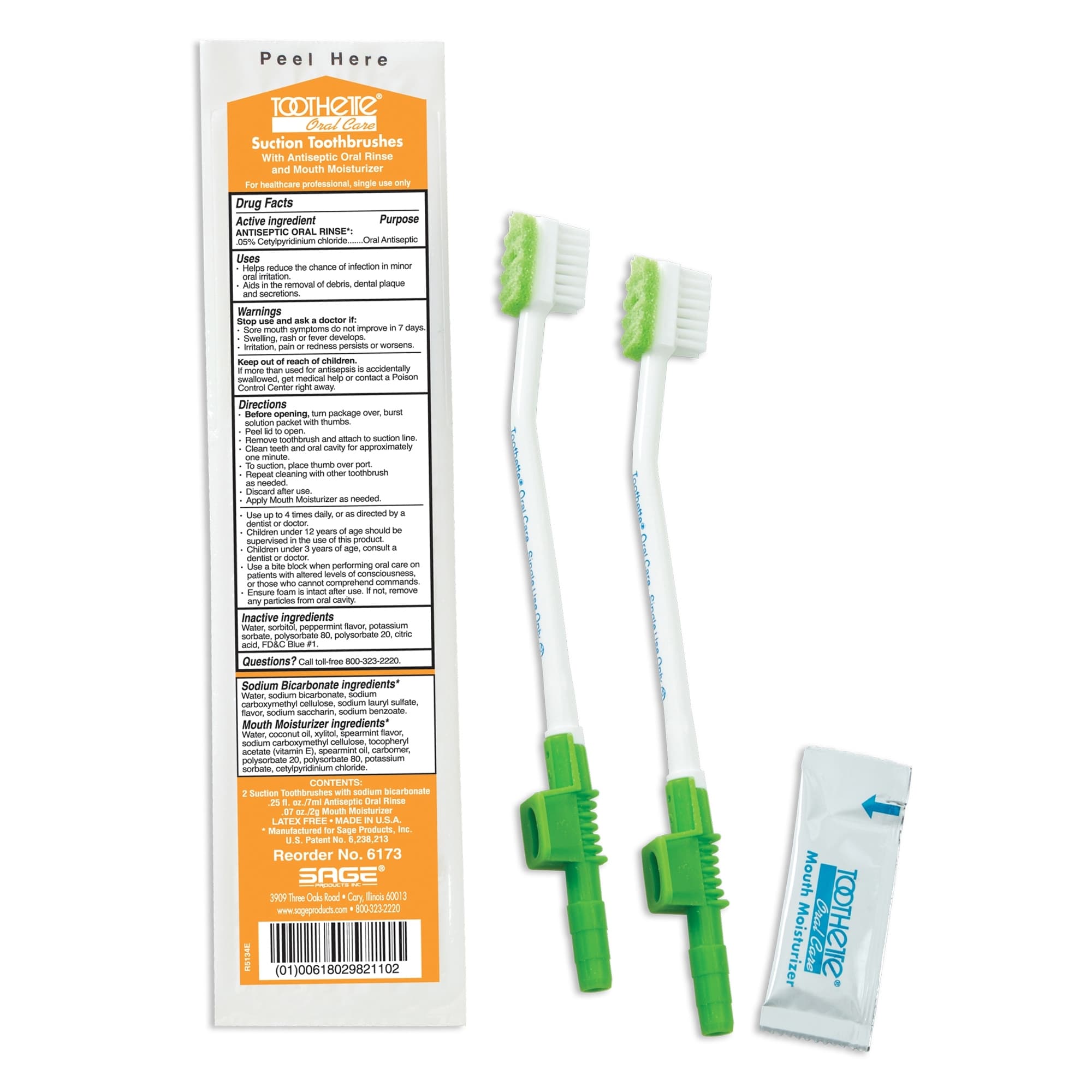 Sage Toothette Suction Toothbrush Kit With Oral Rinse and Mouth Moisturizer - Package of 2 - Image 1
