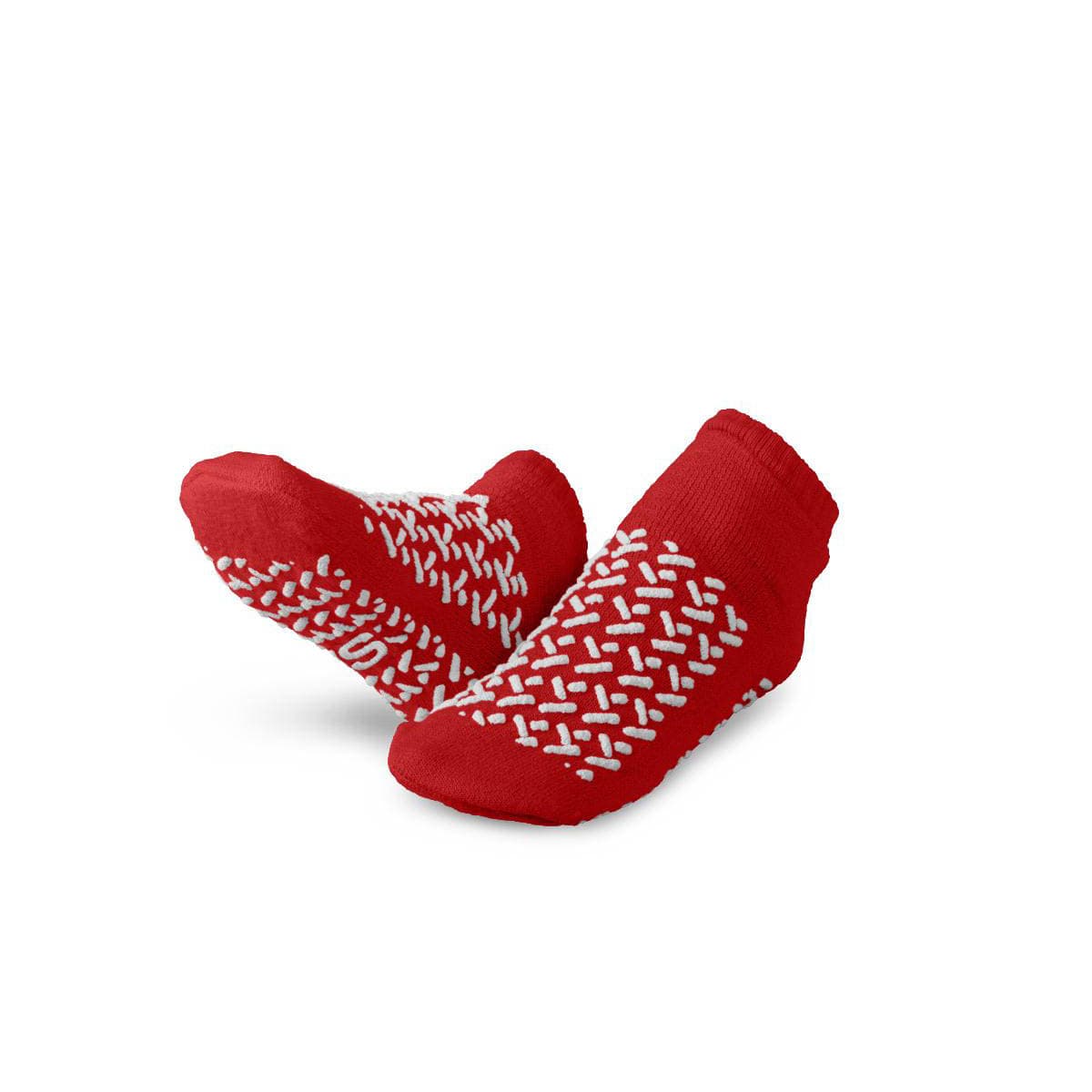 Medline Double-Tread Patient Slippers, Terry Inside, Red, Size S - Case of 48 - Image 1