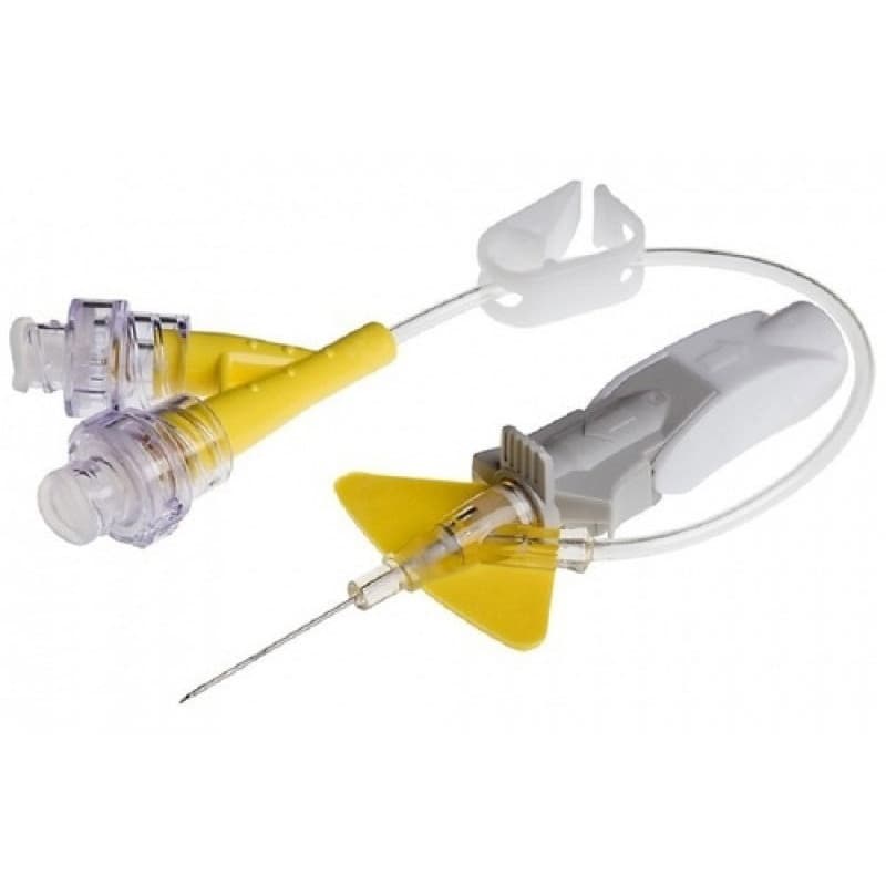 BD Nexiva Sliding Closed IV Catheter, Dual Port, Yellow, 24 Gauge, 0.75 Inch - Each - Image 1