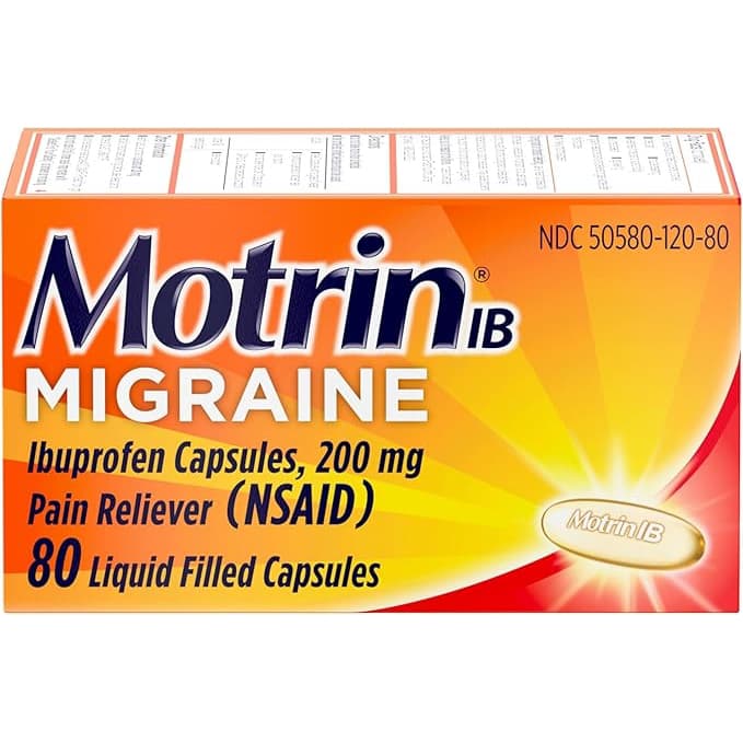 Motrin IB Migraine Liquid Filled Caps, 200 mg - Pack of 80