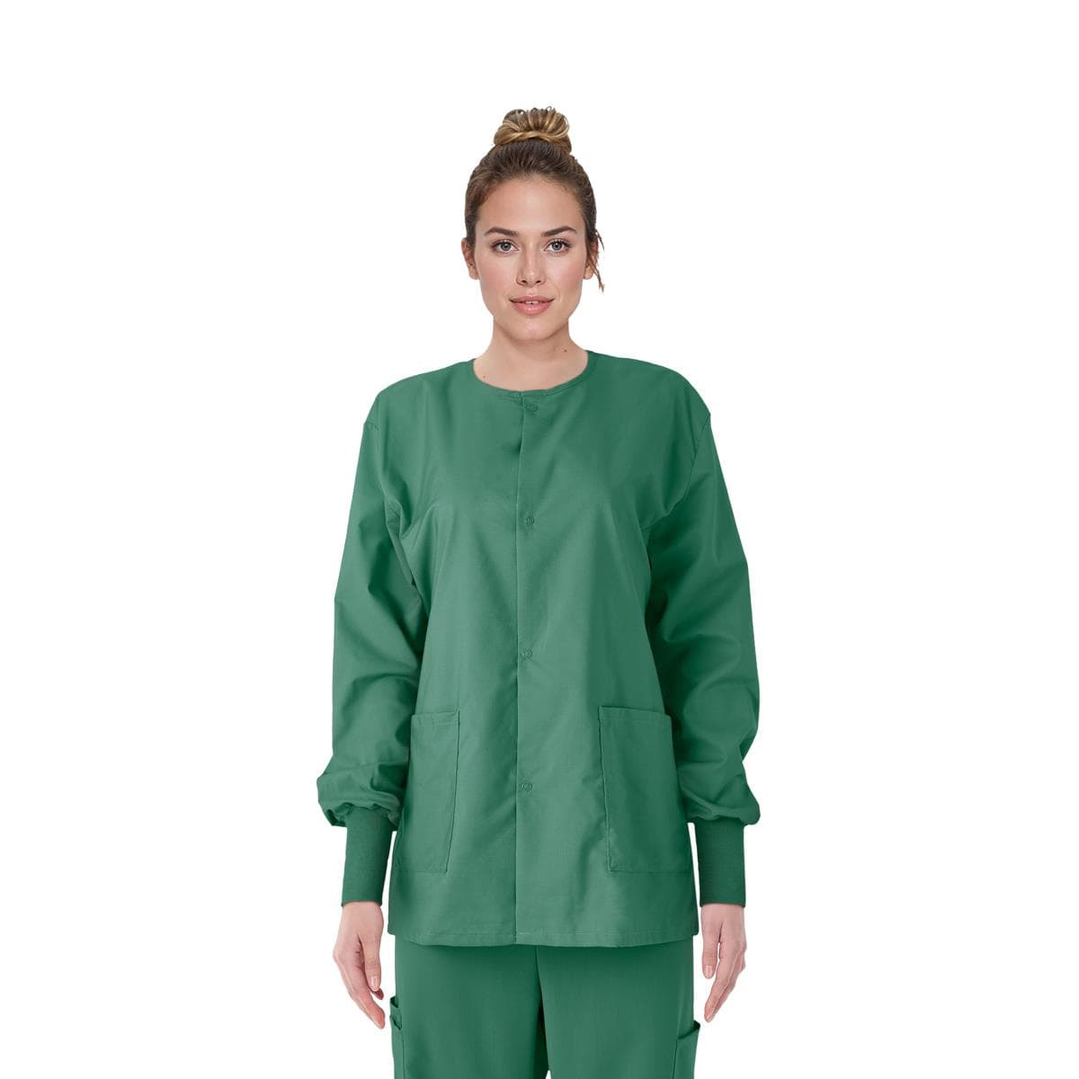 Medline Comfortease Unisex Crew-neck Warm-up Jacket, Jade Green, Extra Large - Each - Image 1