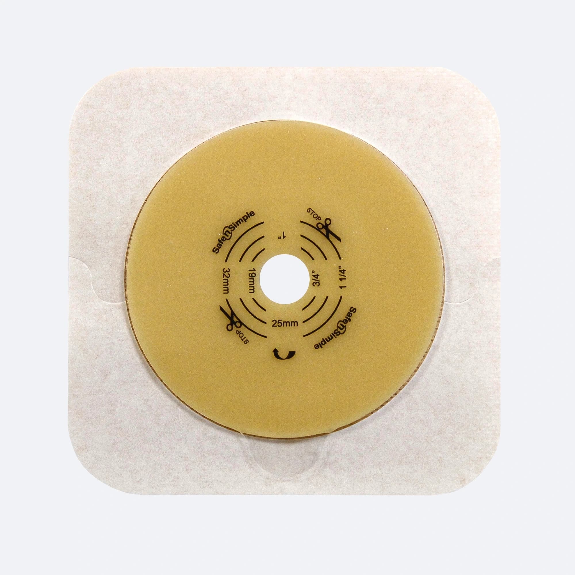 Safe n Simple 2-Piece Ostomy Wafer, 50mm, Beige Tape Collar, Cut to Fit - Case of 80 - Image 1