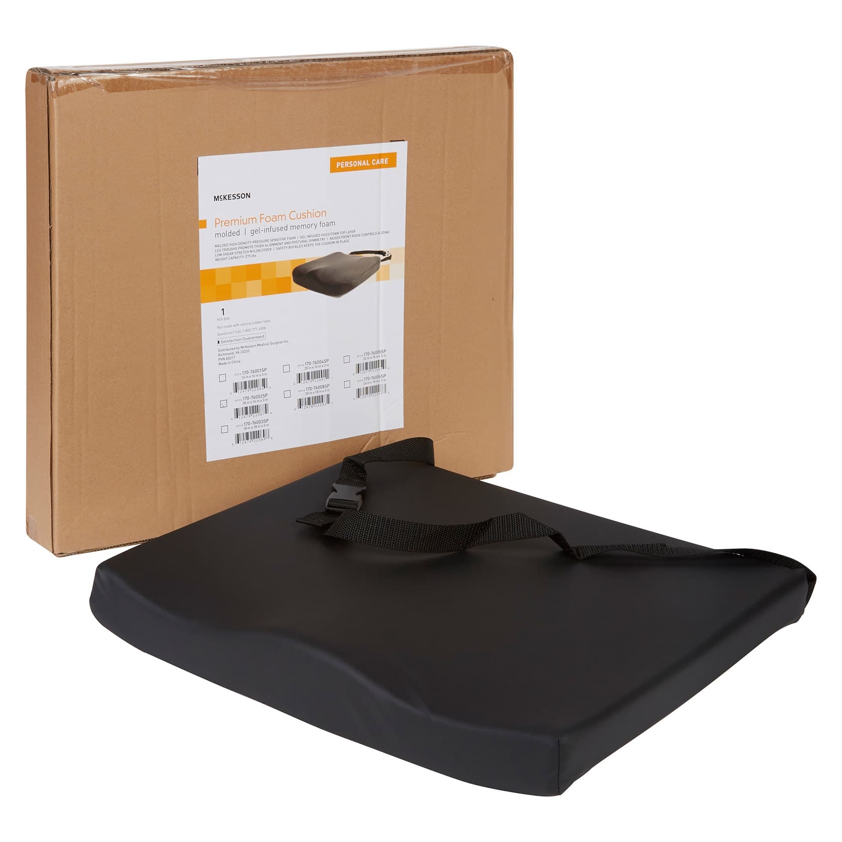 McKesson Seat Cushion With Black Nylon Cover, 18 W X 16 D X 3 H Inch, 275 lbs. Weight Capacity - Image 1