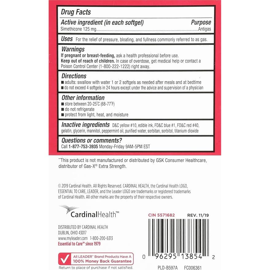 Leader Gas Relief, Extra Strength Softgels, 30 Count - Each - Image 2