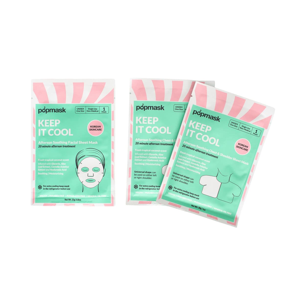POPBAND Aftersun Face, Chest & Shoulder Sheet Mask (3pc) - Each - Image 2