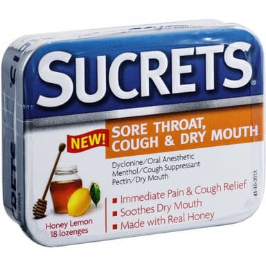 Sucrets Sore Throat, Cough and Dry Mouth Lozenges, Honey Lemon - 18 Count - Image 2