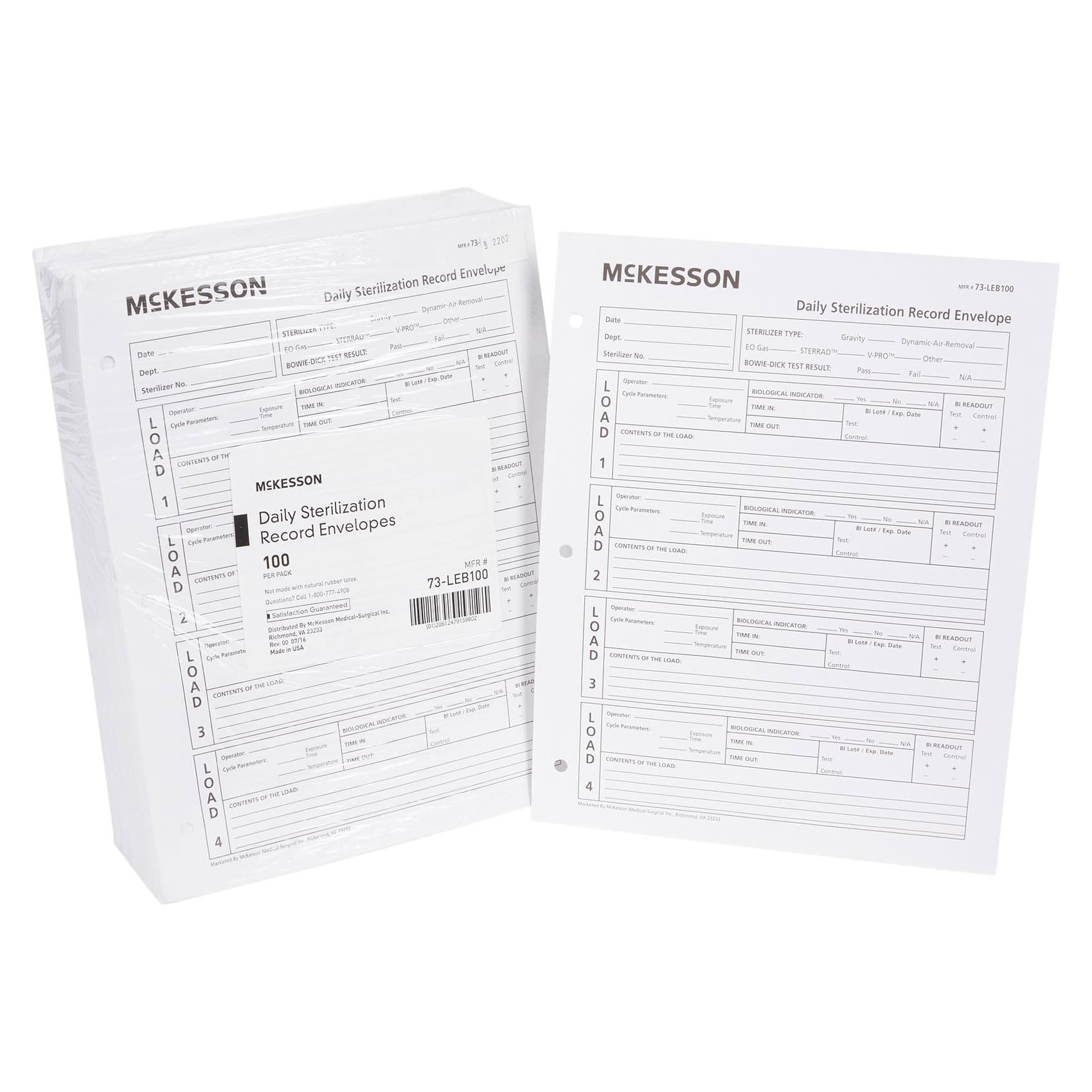 McKesson Sterilization Record Envelope White 8-1/2 x 11 Inch