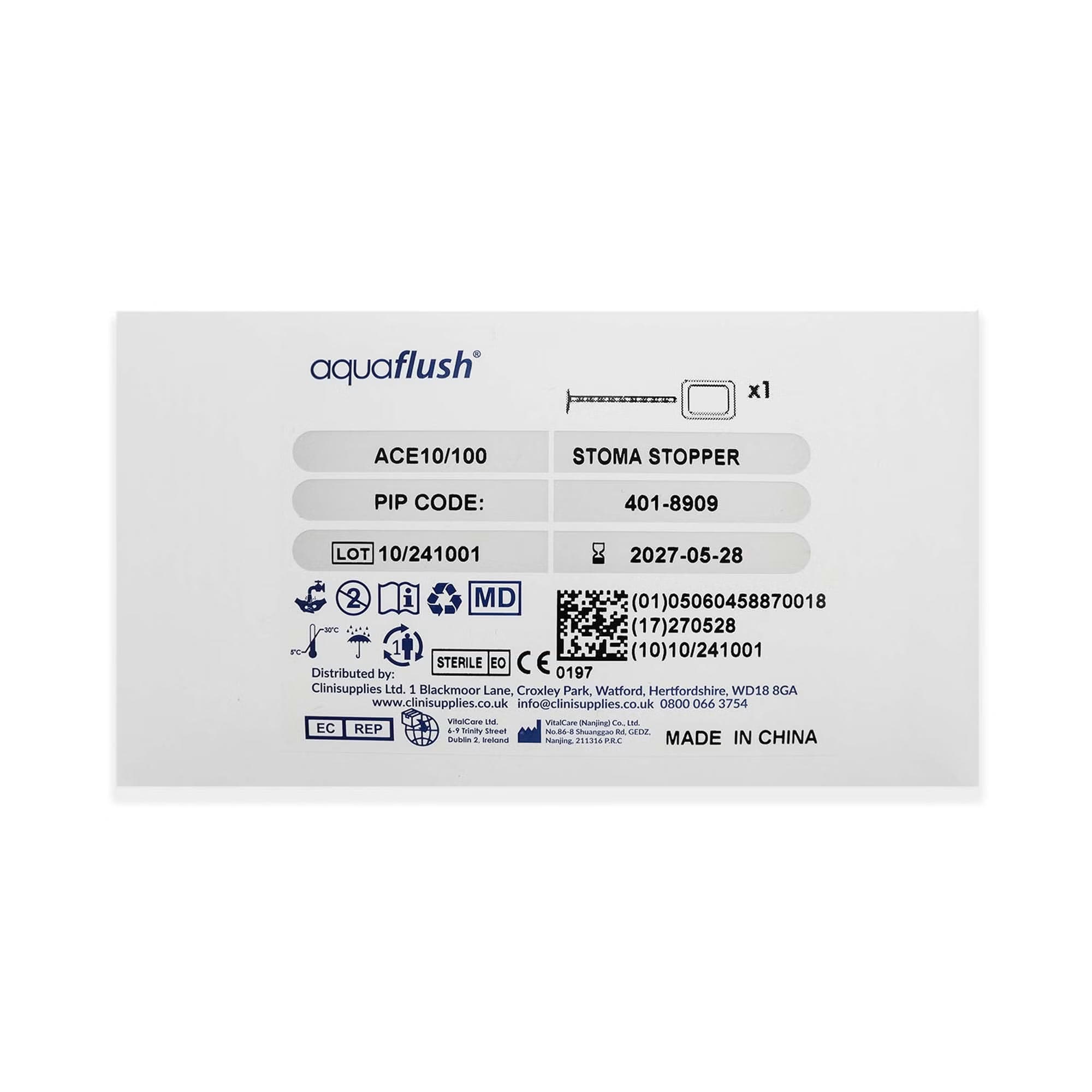 Aquaflush Stoma Stopper, 10 Fr - Each - Image 1