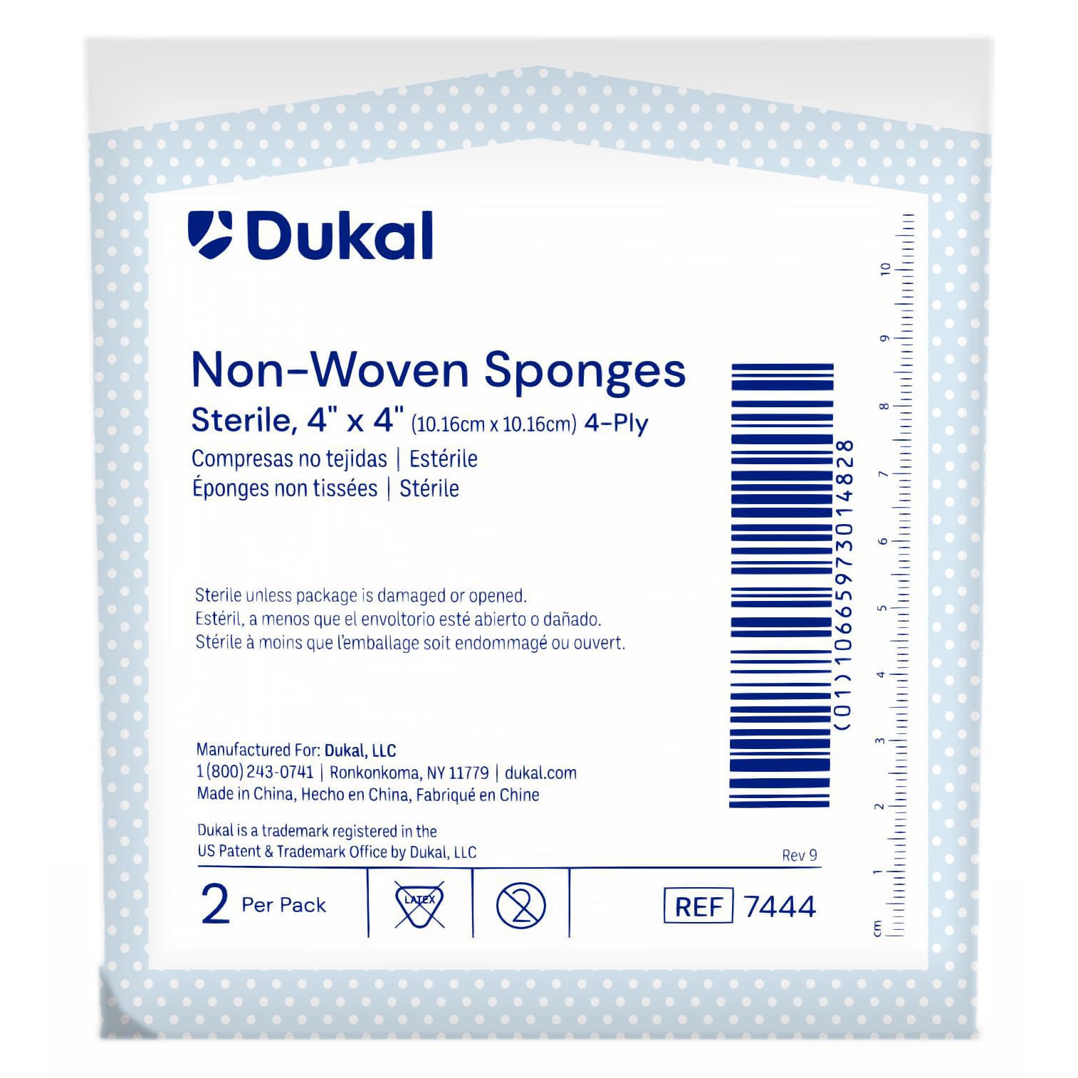 Dukal Clinisorb 4-Ply Square Nonwoven Sponge, 4 x 4 Inch, Sterile - Case of 600 - Image 1