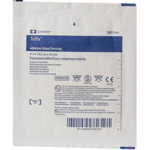 Telfa Adhesive Island Dressing, 4 x 4 Inch - Image 1