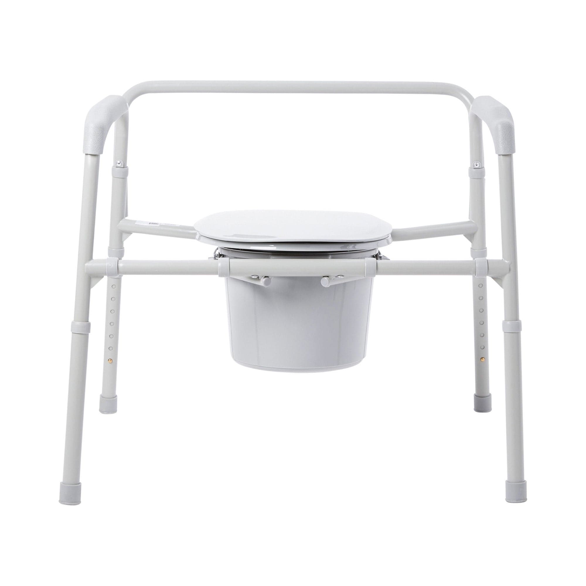 McKesson Plastic Seat Steel Frame Folding Commode Chair, 15-1/2 to 22 Inch - Image 2