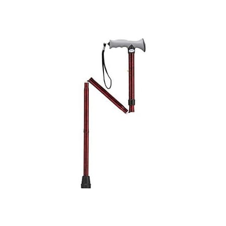Drive Medical Aluminum Folding Cane with Gel Grip and Red Crackle - Each - Image 1