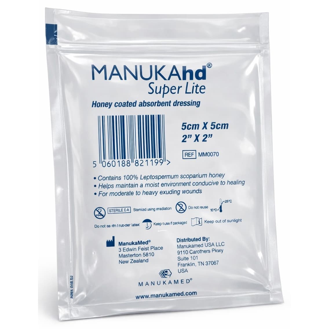 Manukamed Manukahd Super Lite Honey Coated Absorbent Dressing, 2 x 2 Inch - Each - Image 1