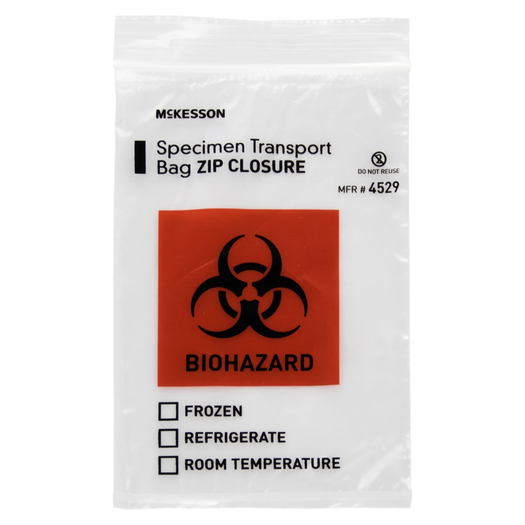 McKesson Plain Specimen Transport Bag, Transparent Black-Orange Legend