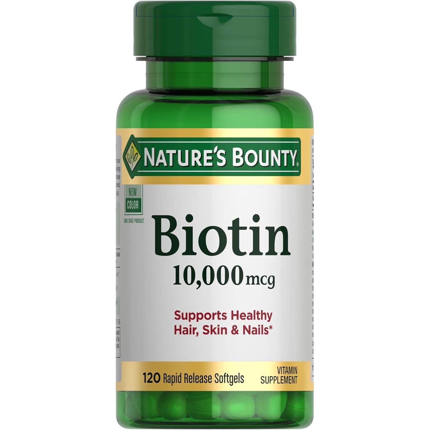 Nature's Bounty Biotin Softgels, 10,000 mcg - Bottle of 120 - Image 1