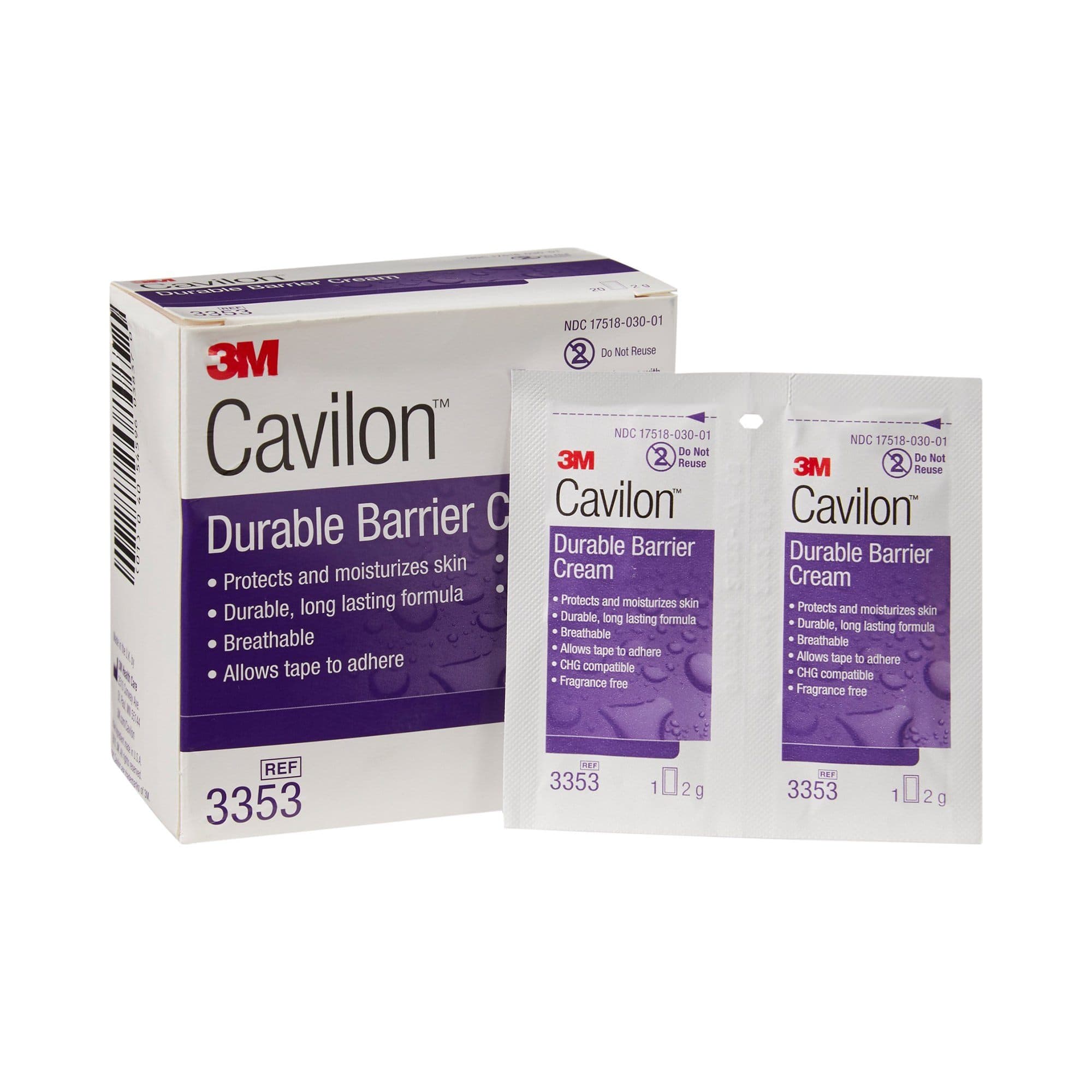 3M Cavilon Durable Barrier Cream, Individual Packet, 2 Gram - Box of 20 - Image 1
