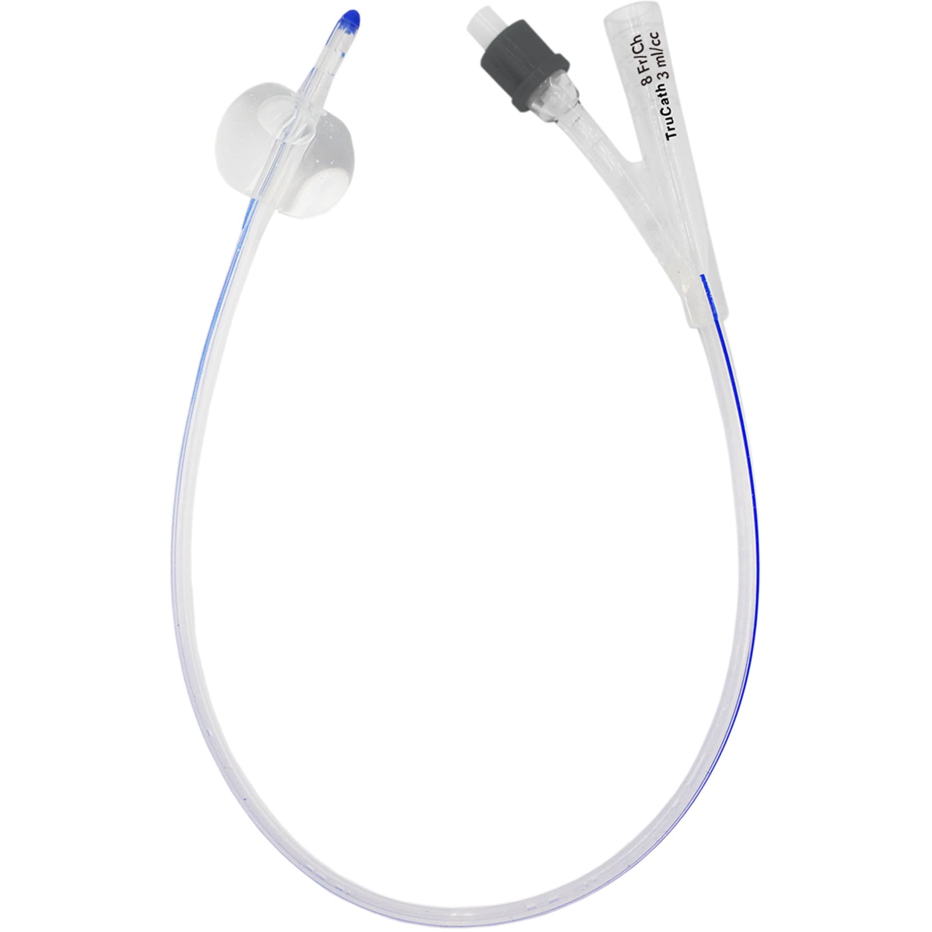 TruCath 100% Silicone Pediatric 2-Way Foley Catheter, 8 Fr, 3 mL Balloon - Case of 12 - Image 1