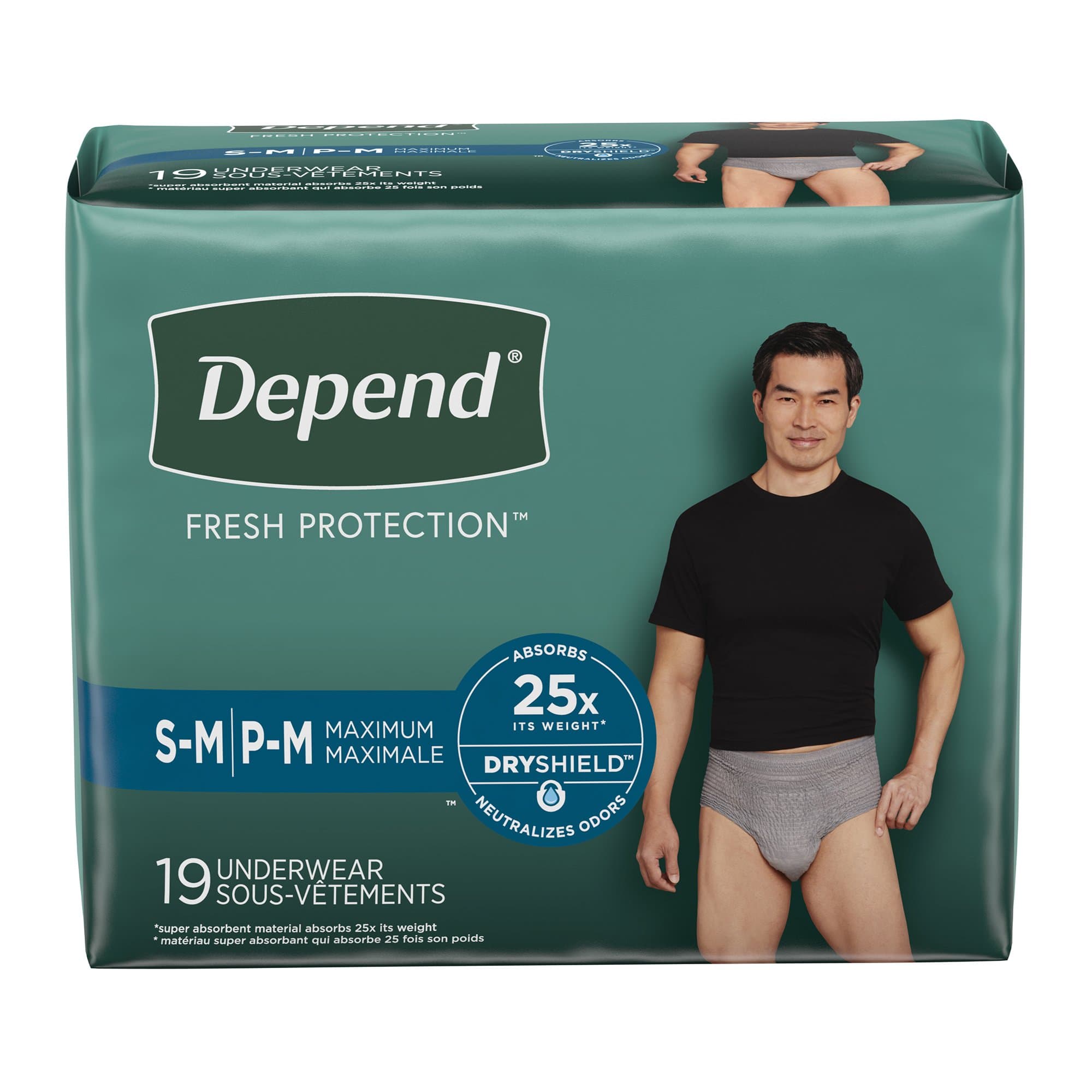 Depend Fresh Protection Underwear for Men, Small-Medium - Bag of 19 - Image 1