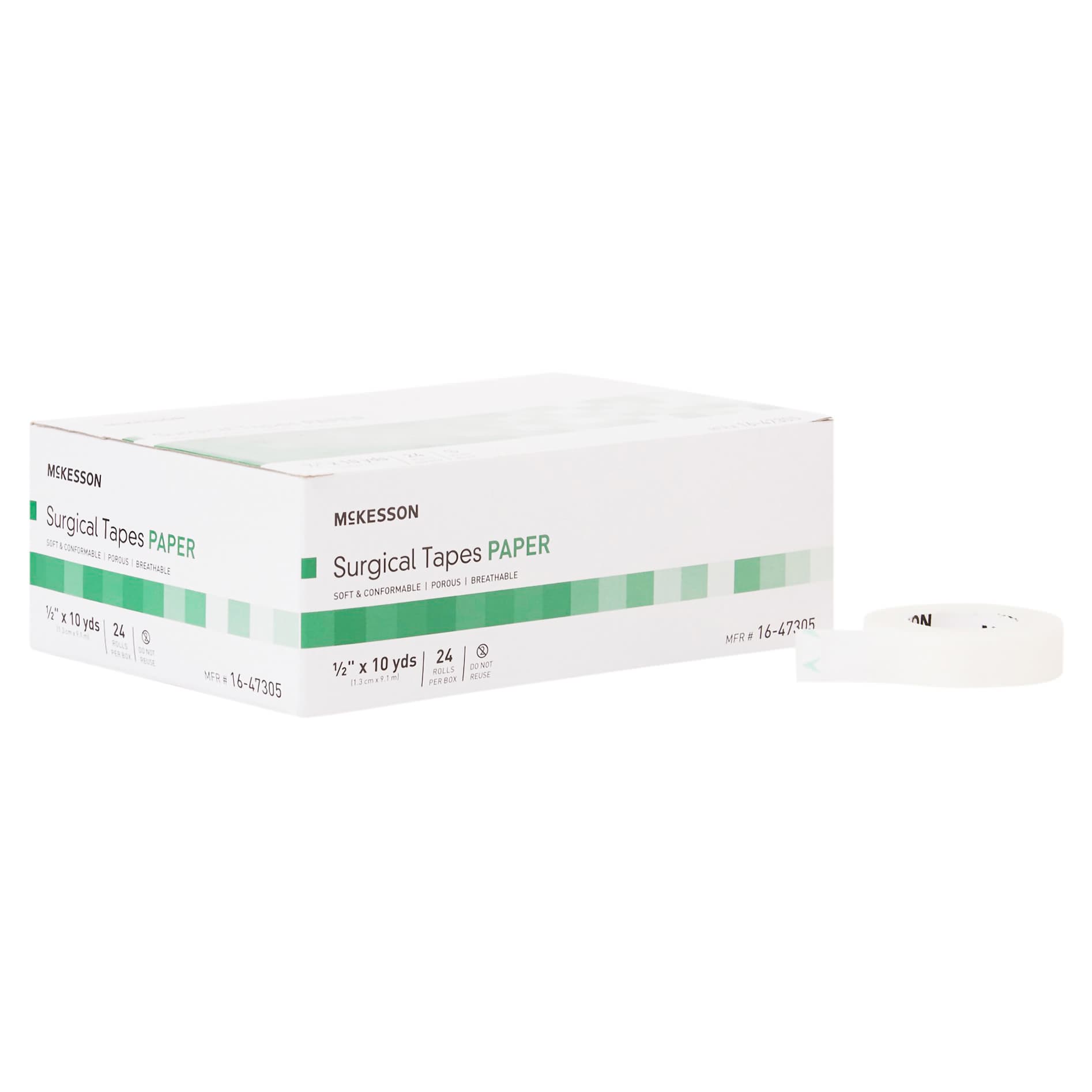 McKesson Air Permeable Paper Tape, White, 0.5 Inch x 10 Yard - Box of 24 - Image 1