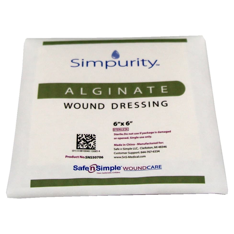 Simpurity Calcium Alginate Wound Dressing, 6 x 6 Inch - Each - Image 1