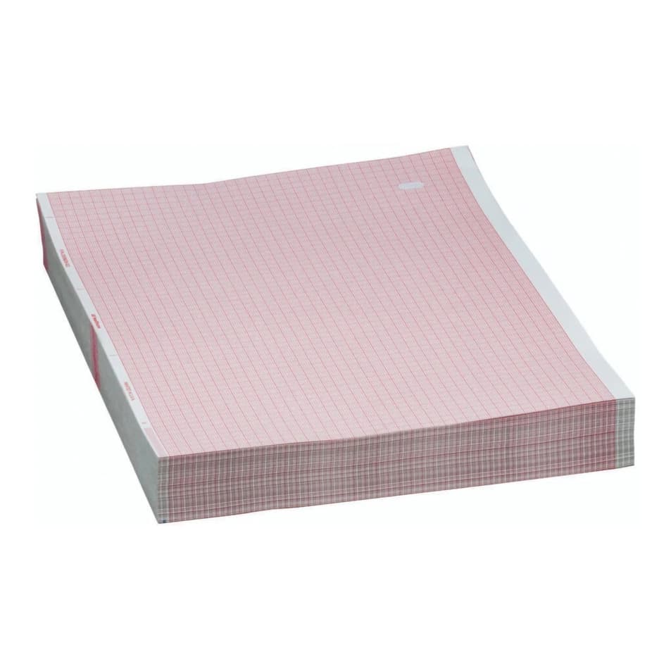 Nissha Schiller Z-Fold ECG Recording Chart Paper, Red Grid - Case of 6 - Image 1
