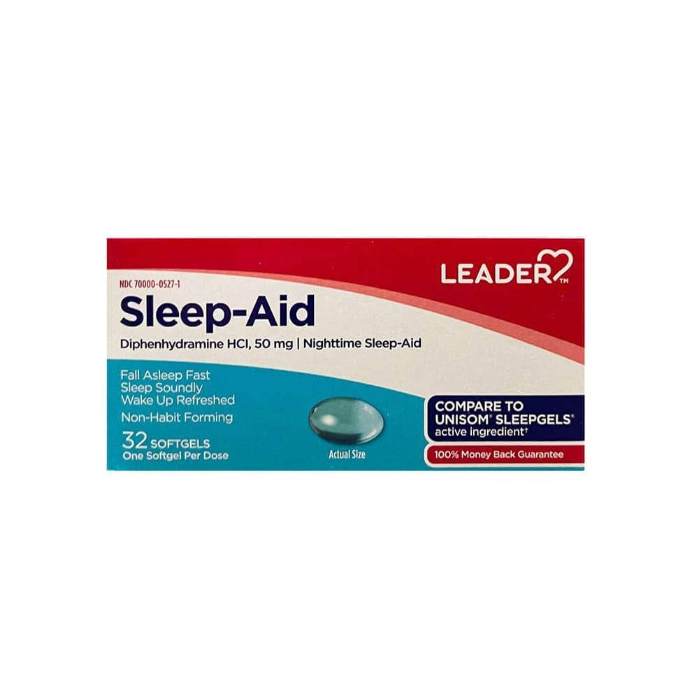 Leader Extra Strength Sleep Aid Gelcaps, 50 mg, 32 Count - Each - Image 1
