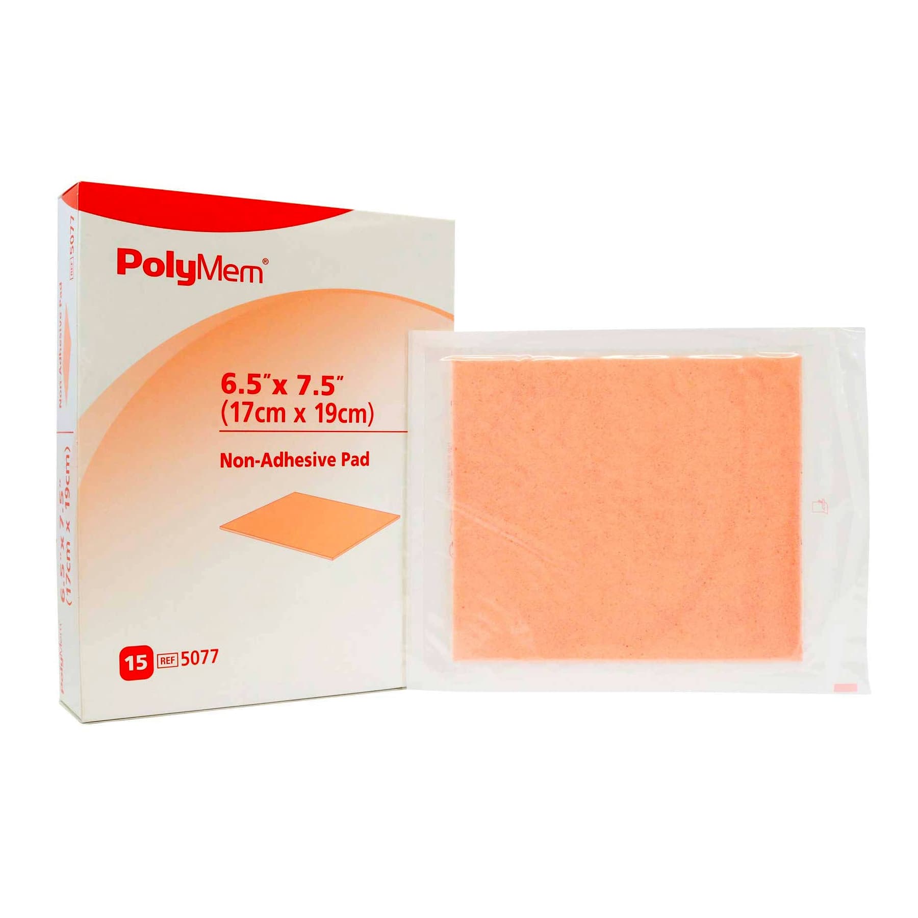 Polymem Non-Adhesive Foam Pad Dressing, 6.5 x 7.5 Inch - Box of 15 - Image 1