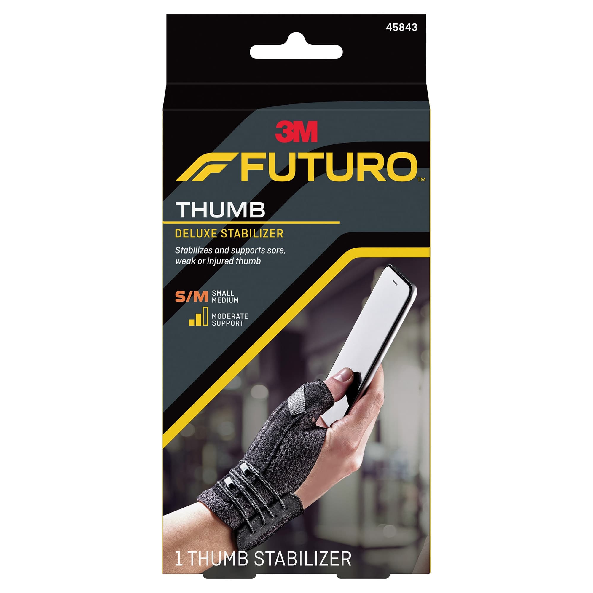 3M Futuro Deluxe Adult Thumb Stabilizer, Black - Image 1