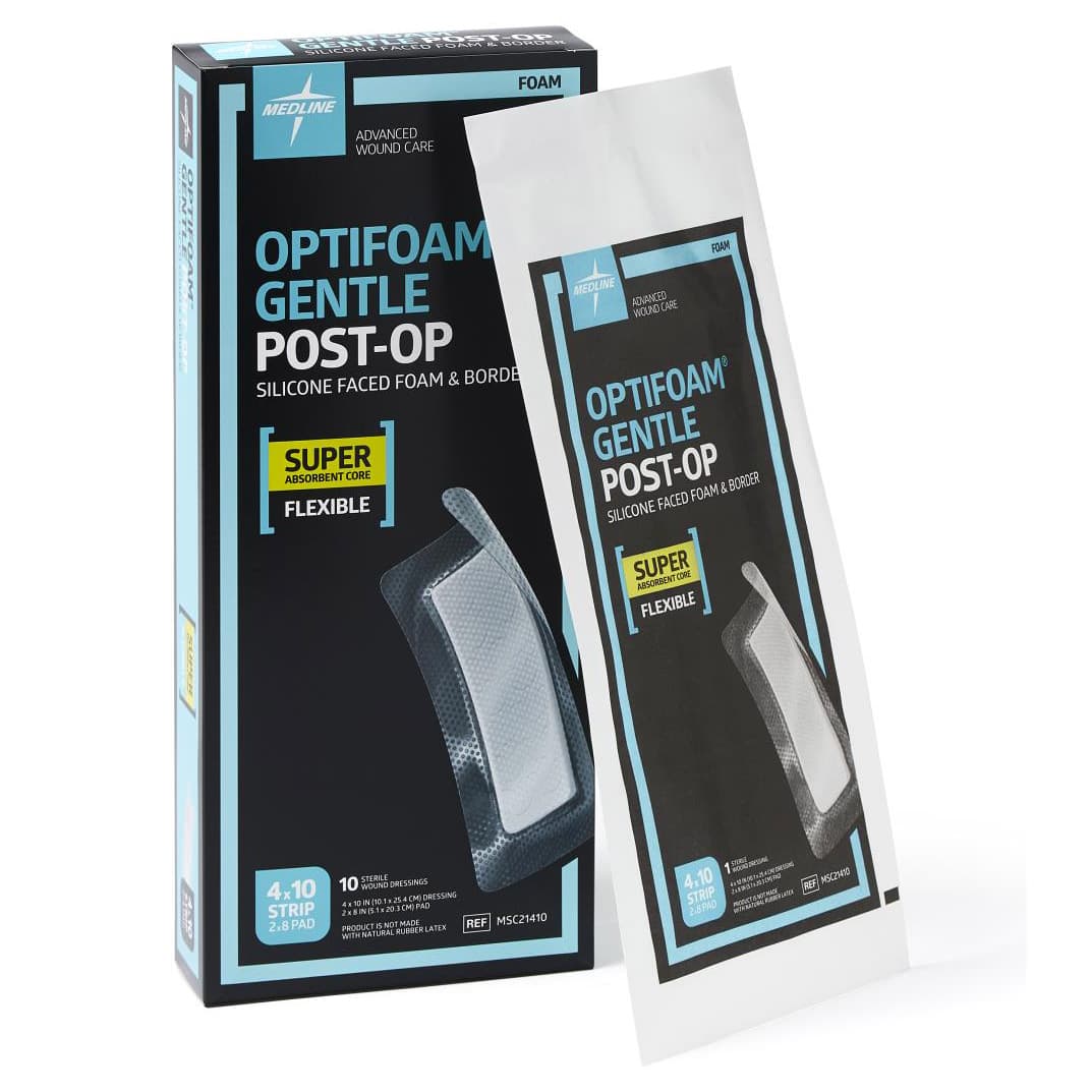 Optifoam Gentle Post-op Silicone Face Foam Dressing, Sterile, 4 x 10 Inch - Box of 10 - Image 1