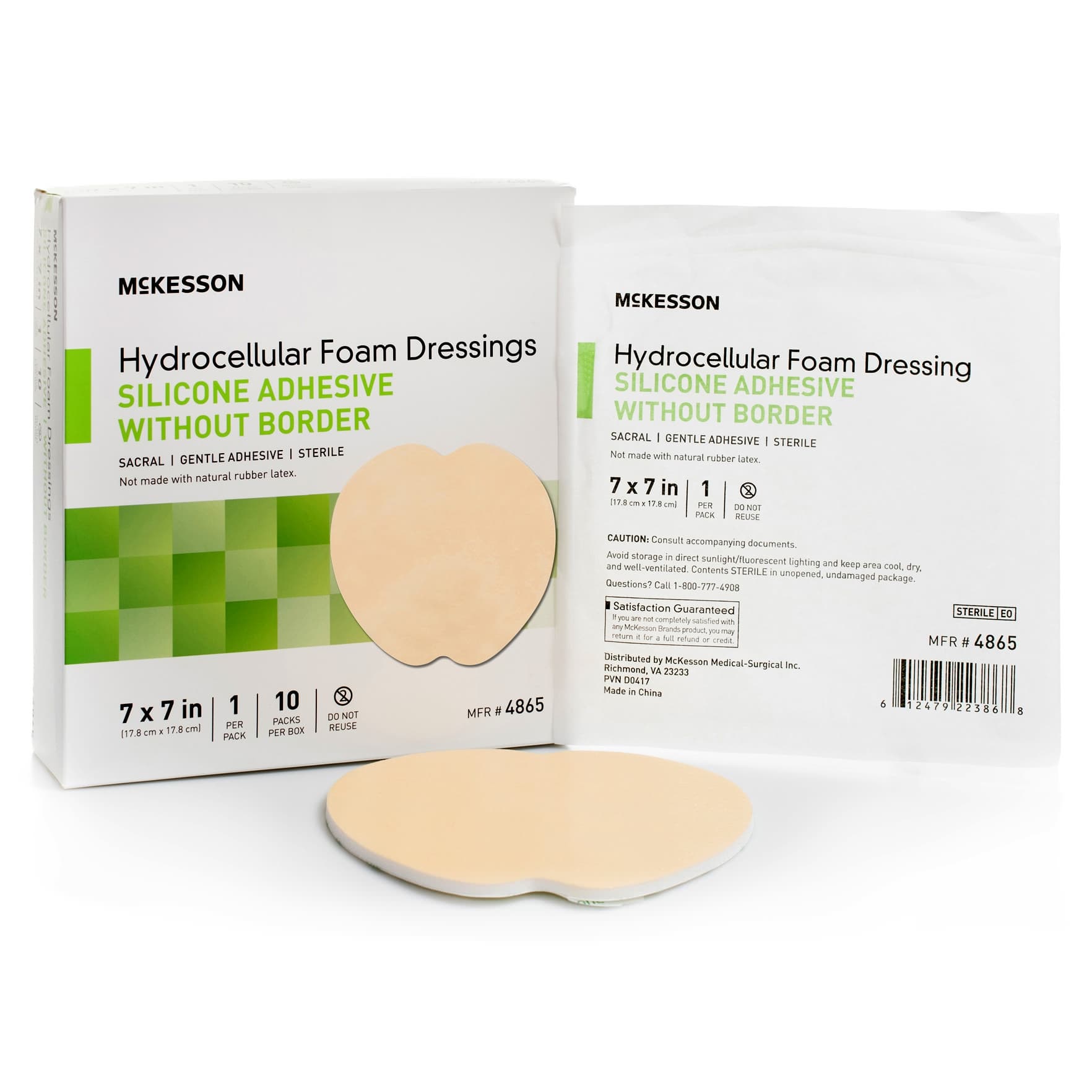 McKesson Sacral Hydrocellular Silicone Gel Adhesive Foam Dressings without Border, 7" x 7" - Box of 10 - Image 1