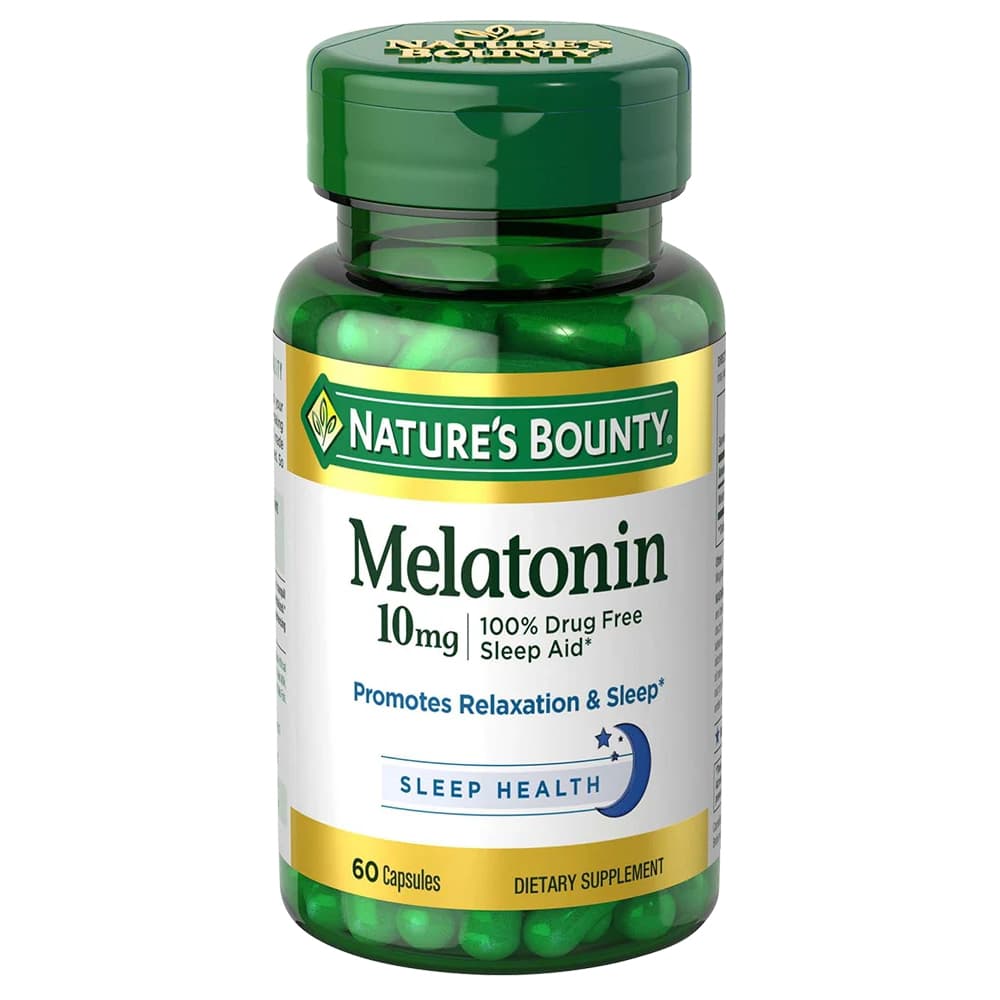 Nature's Bounty Natural Sleep Aid Melatonin Capsules, 10 mg - Bottle of 60 - Image 1