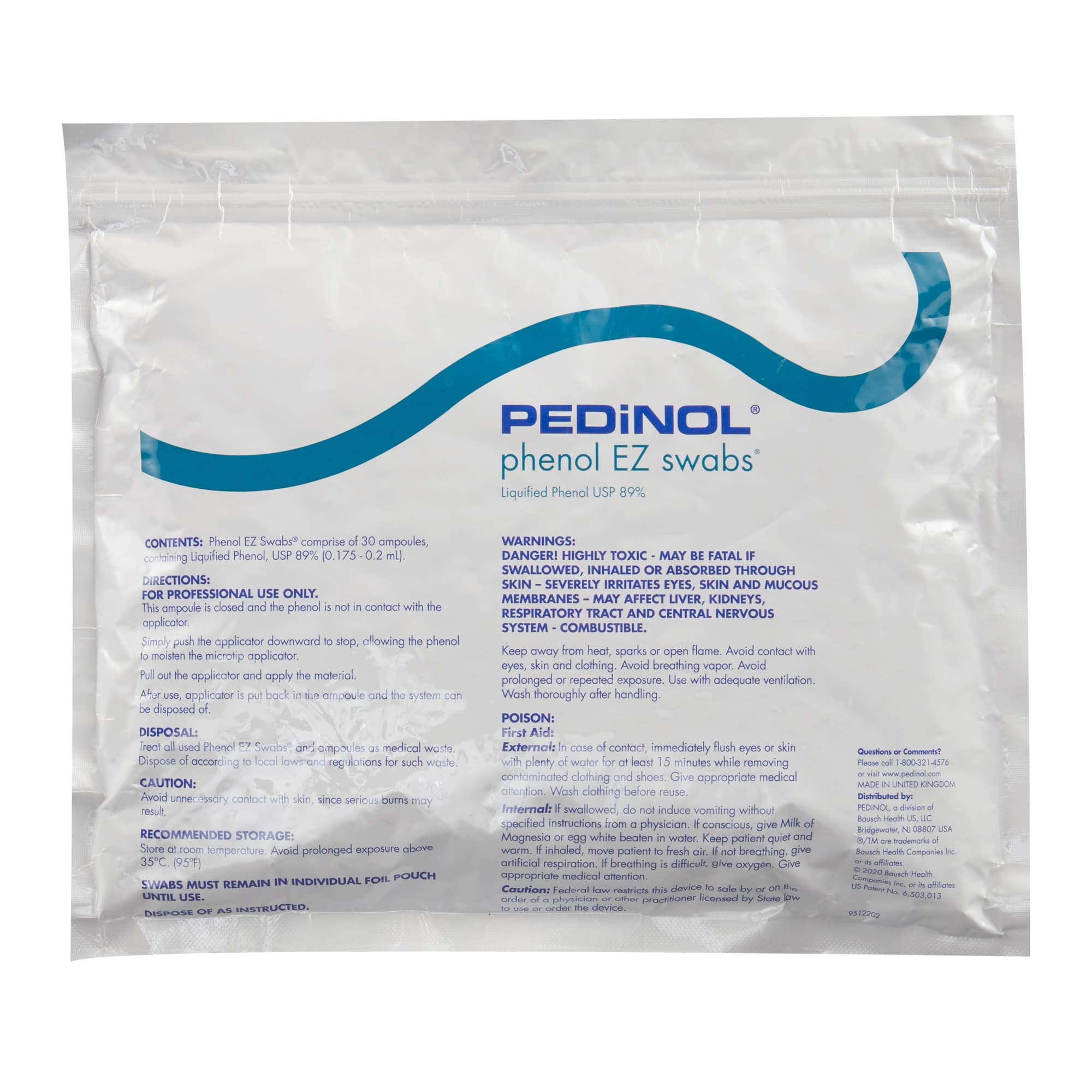 Pedinol Phenol EZ Swab Topical Anesthetic Phenol Liquid - Carton of 30
