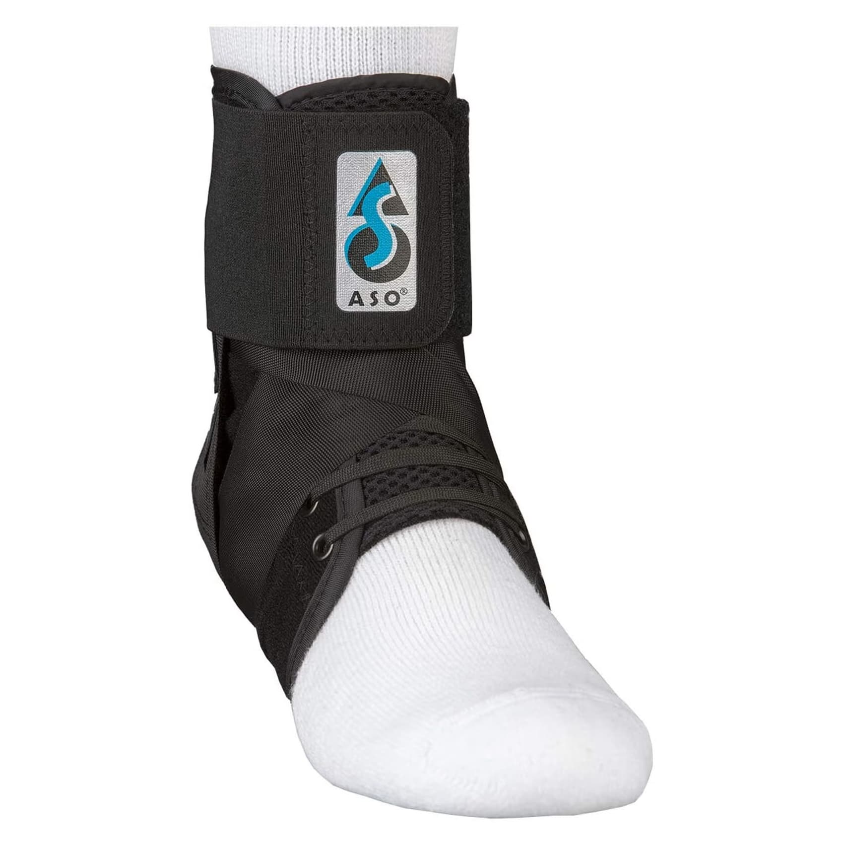 ASO Ankle Support Black Lace-Up with Hook n Loop Strap Closure Foot Adult - Image 1