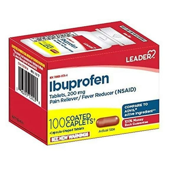Leader Pain Reliever And Fever Reducer, 200 mg Coated Tablets - Pack of 50