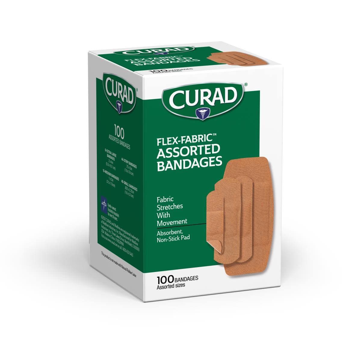 Medline Curad Flex Fabric Adhesive Bandage, Assorted Sizes - Box of 30 - Image 1