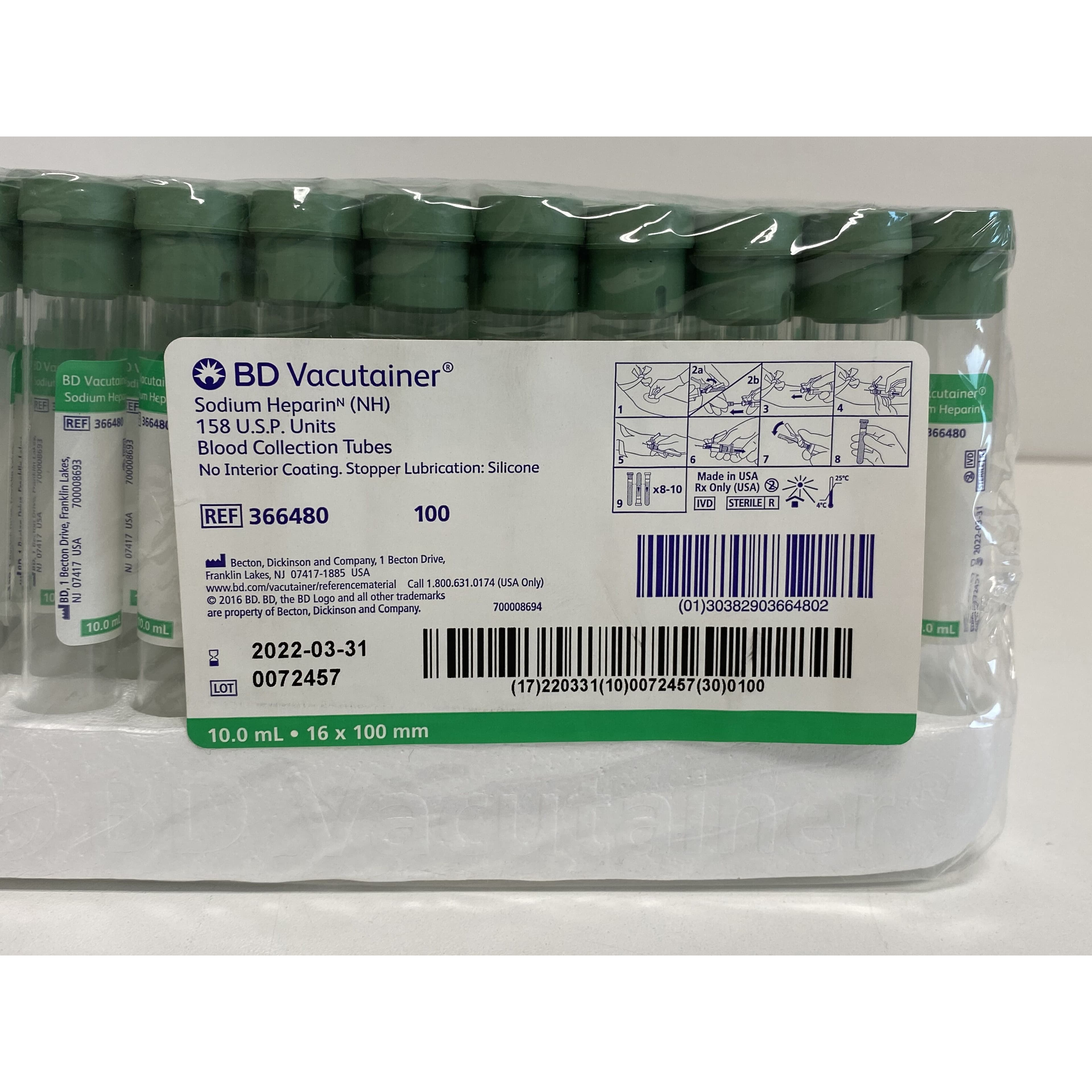 BD Vacutainer Sodium Heparin Tubes with Conventional Closure - Image 1