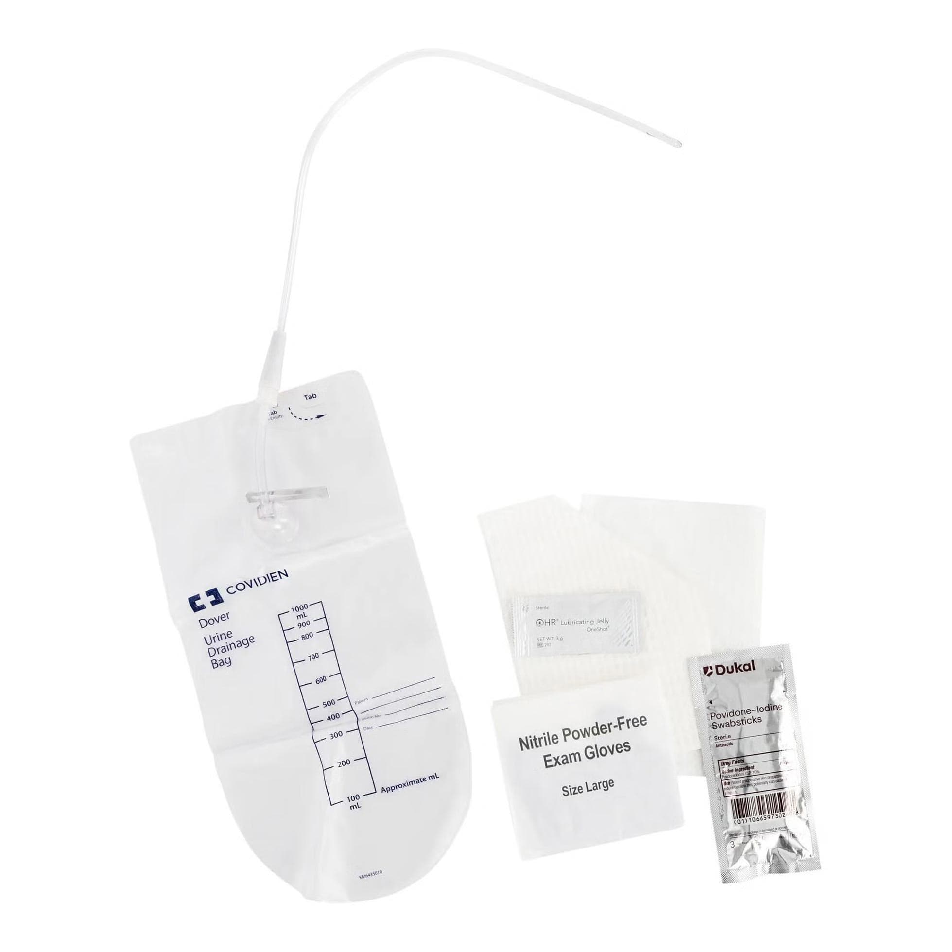 Dover Intermittent Catheterization Closed Trays with vinyl (PVC) catheter, PVP solution - Each - Image 1