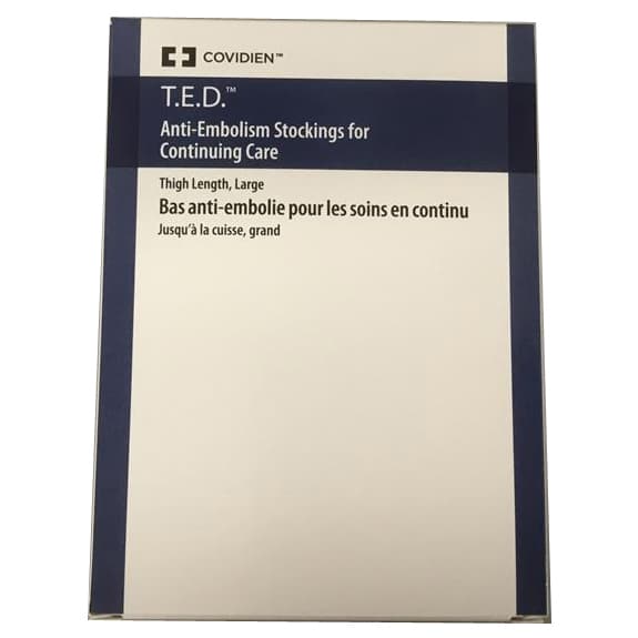 T.E.D Thigh-High Continuing Care Anti-Embolism Stockings, White, Large-Short - Pair - Image 1