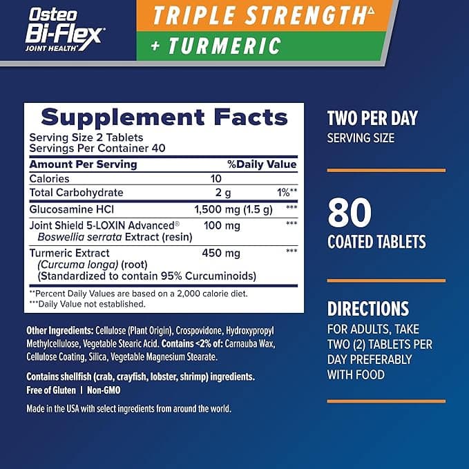 Osteo Bi-Flex Triple Strength + Turmeric Tablets - Pack of 80 - Image 2
