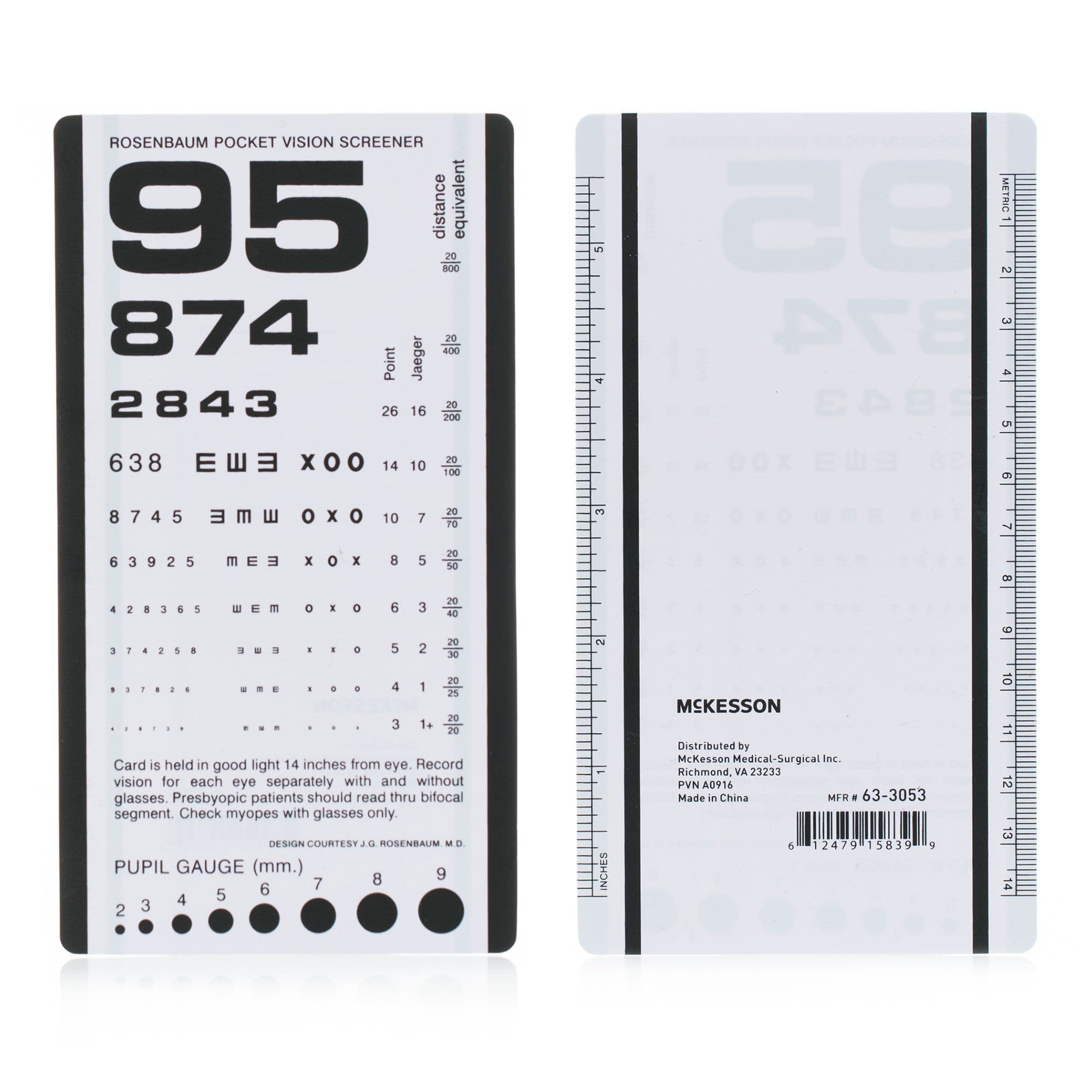 McKesson Pocket Size Distance Visual Acuity Eye Chart - Image 1
