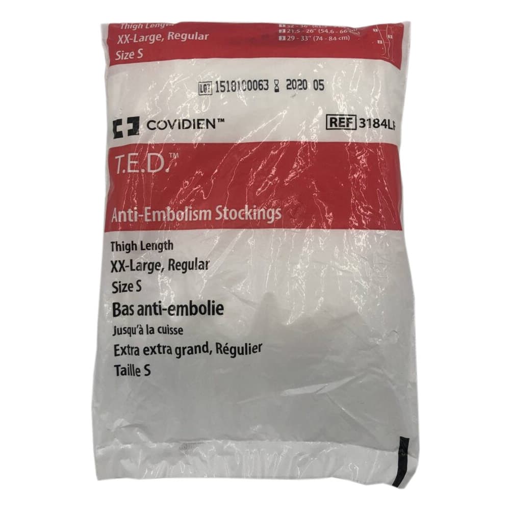 T.E.D Thigh-High Anti-Embolism Stockings for acute care, White, 2XL-Regular - Pair - Image 1