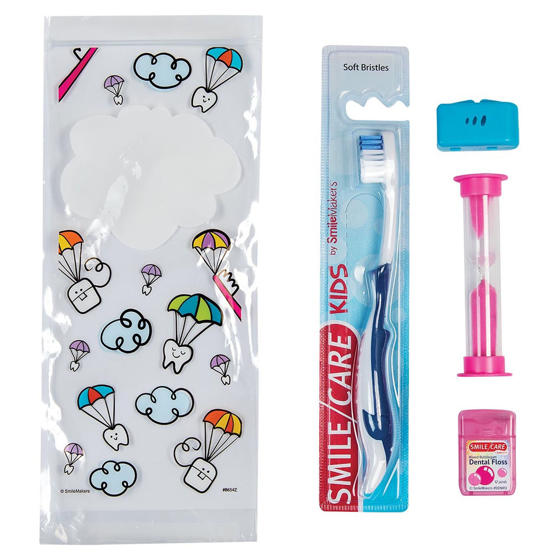 SmileCare Youth Dental Paratrooper Basic Zippered Bag Dental Kit - Box of 72 - Image 1