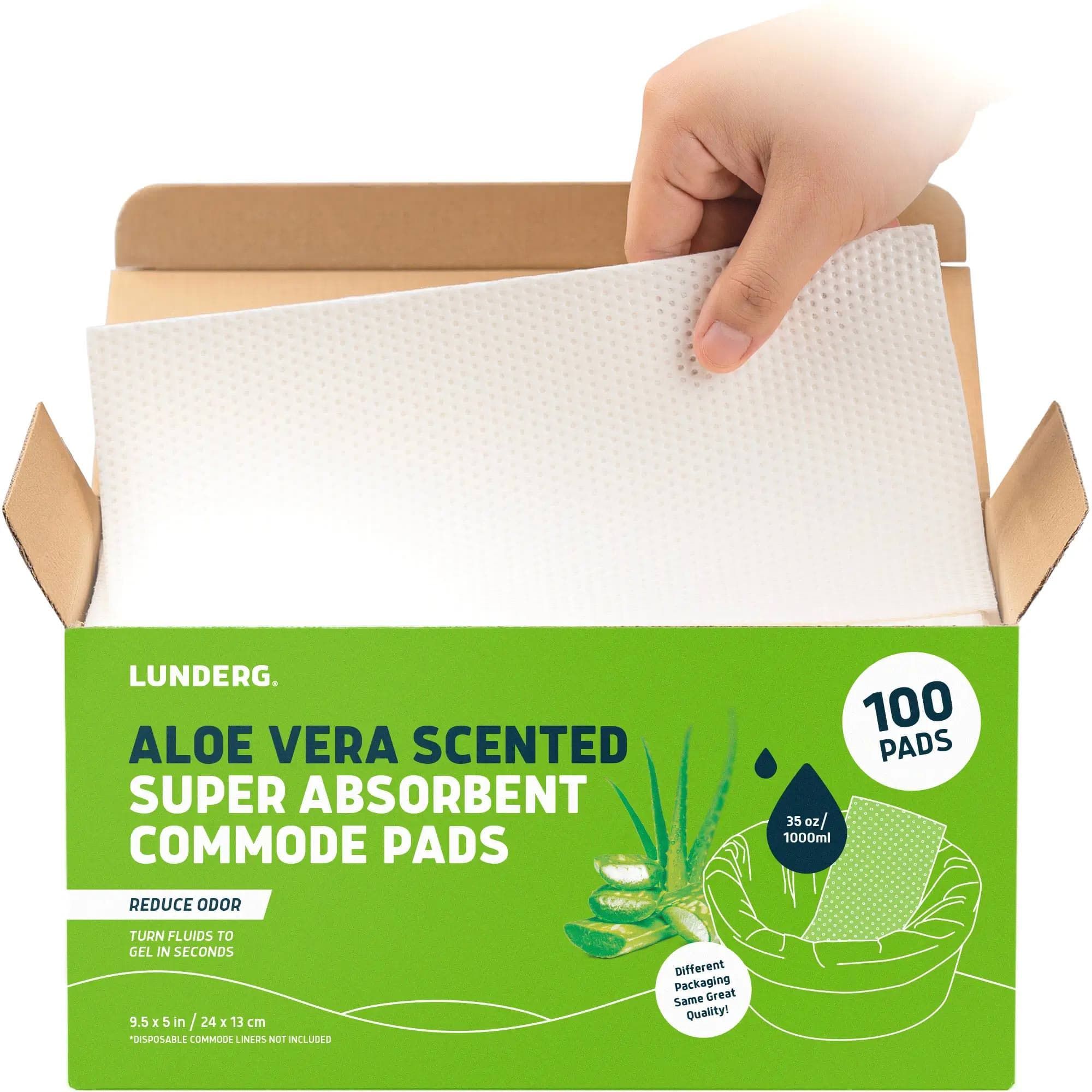 Lunderg Super Absorbent Urine Pads for Adults, 100/Pack, Aloe Vera - Image 1