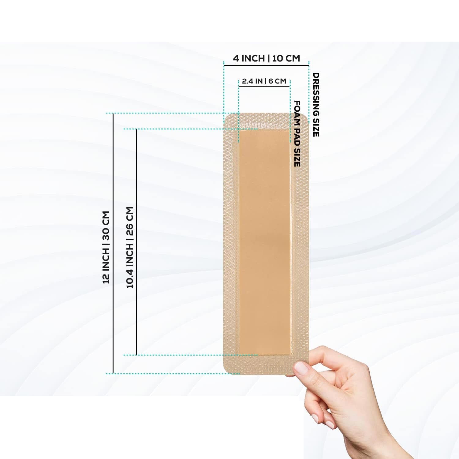 MedVance Bordered Silicone 4 x 12 Inch Foam Dressing, 2.4 x 10.4 Inch Pad - Image 1