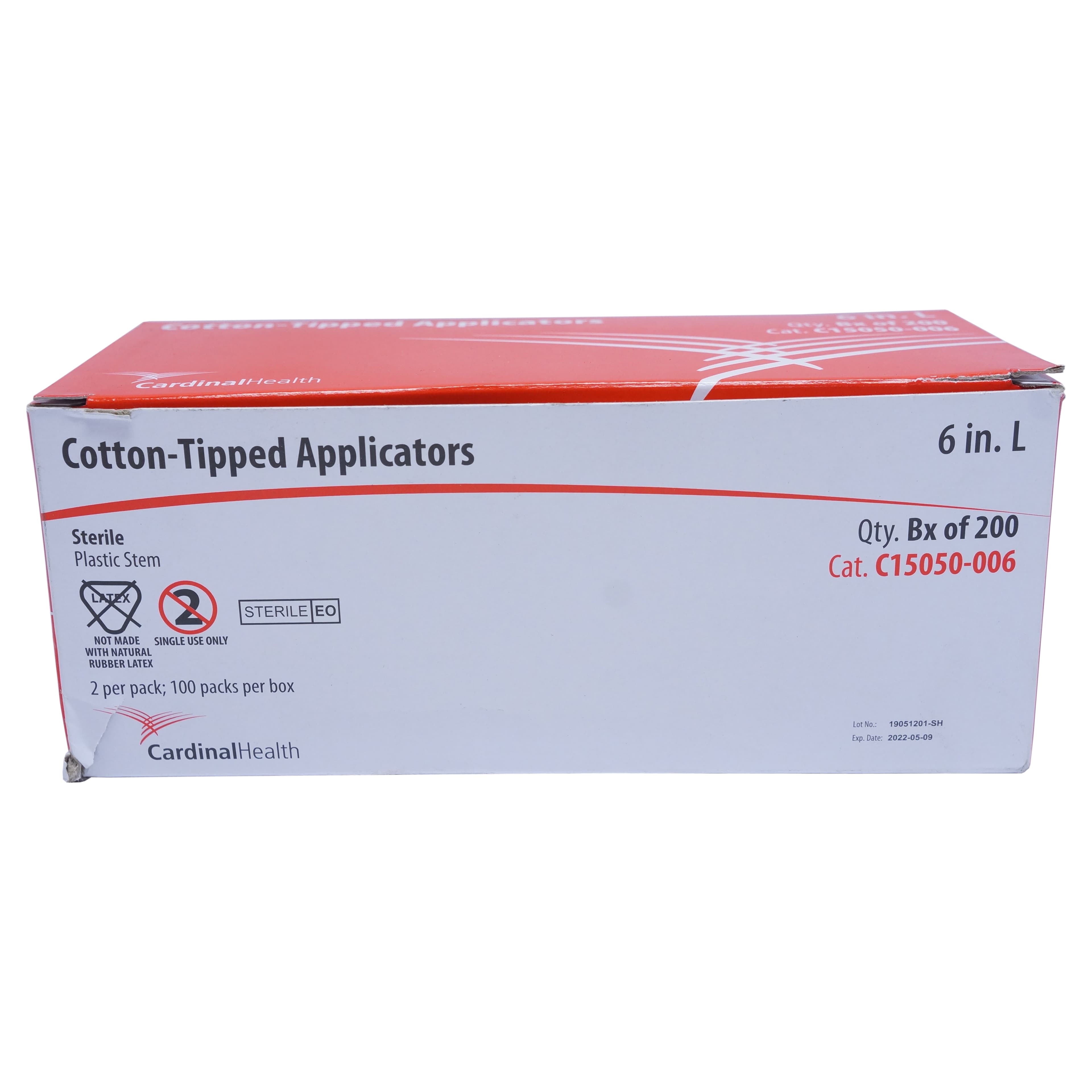 Cardinal Health Plastic Shaft Cotton-Tip Applicator, Sterile, 6 Inch - Box of 100 - Image 1