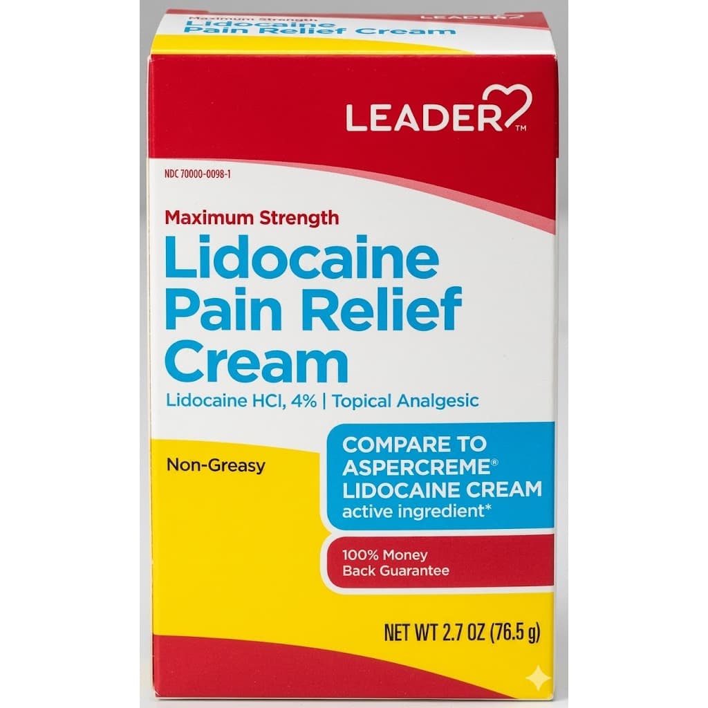 Leader Maximum Strength Pain Relief, Lidocaine 4% Cream, 2.7 oz - Each