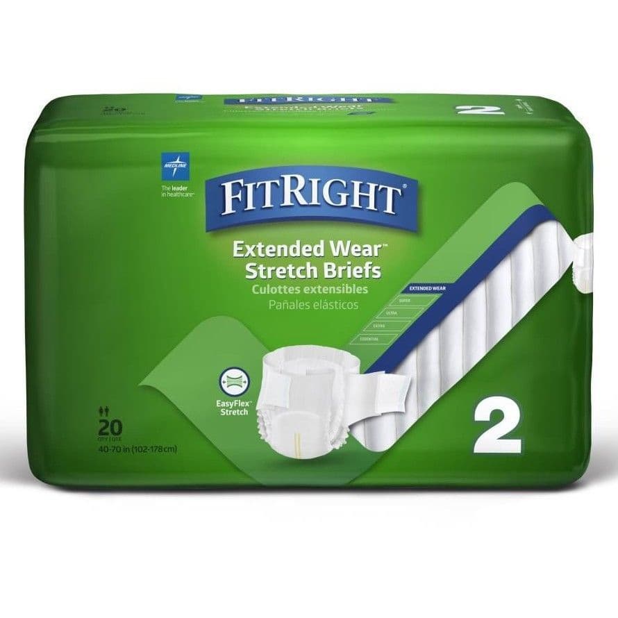 FitRight Extended Wear Stretch Briefs, Size 2 - Bag of 20 - Image 1