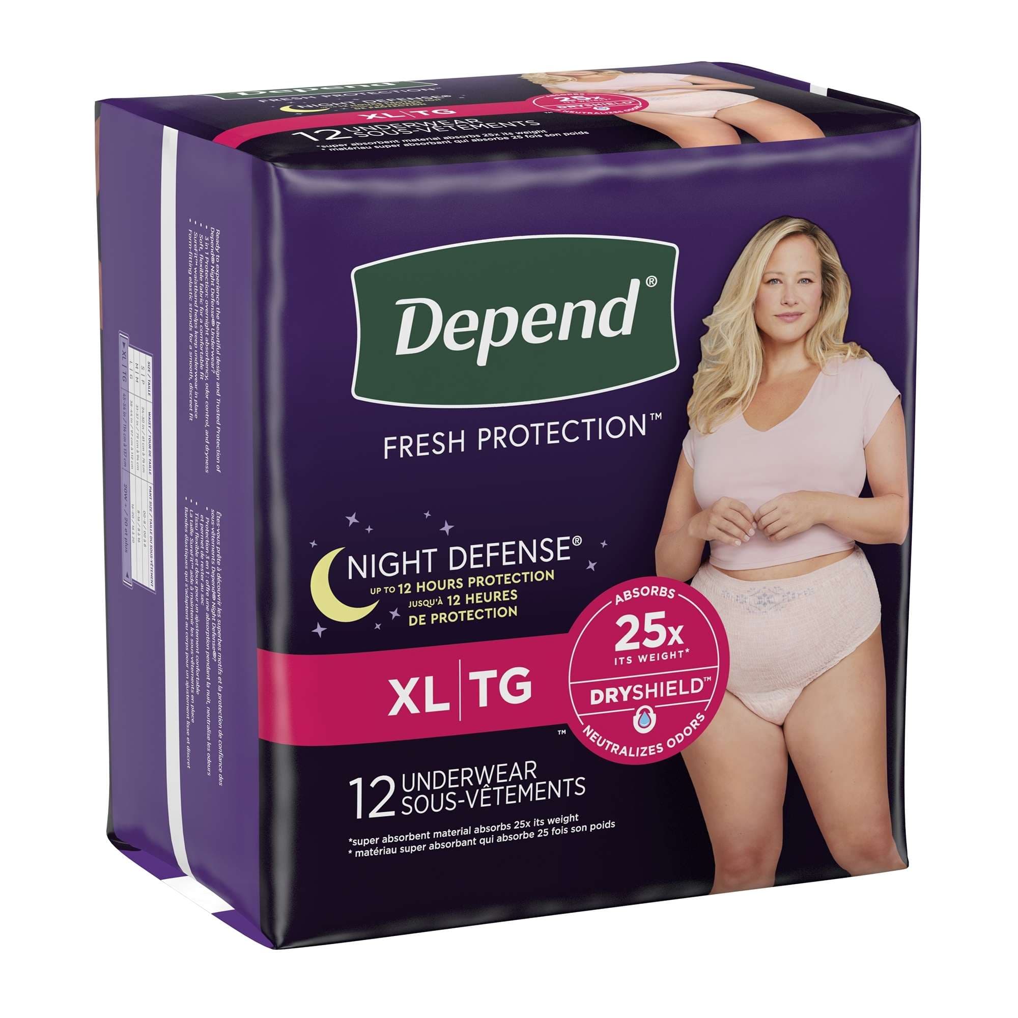 Depend Night Defense Incontinence Underwear For Women, Extra Large - Package of 12 - Image 1