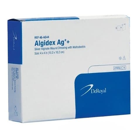 DeRoyal Algidex Ag Silver Alginate Wound Dressing with Foam Back 4" x 4" - Box of 5 - Image 1