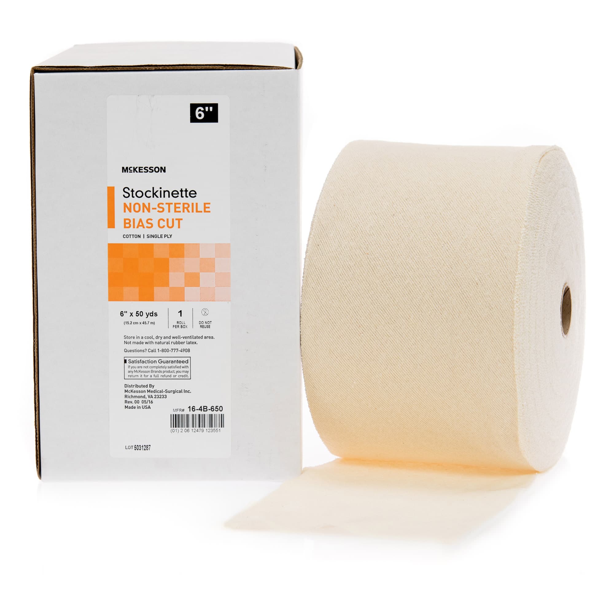 McKesson Bias Cut Stockinette Beige NonSterile, 6 Inch x 50 Yard, Size 2 - Each - Image 1
